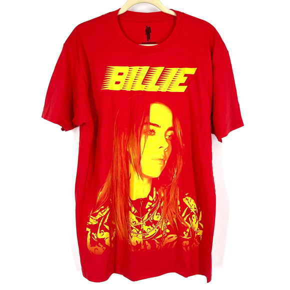 Billie Eilish Official Portrait Tee Racer Red T-Shirt XS NWOT - Picture 1 of 6